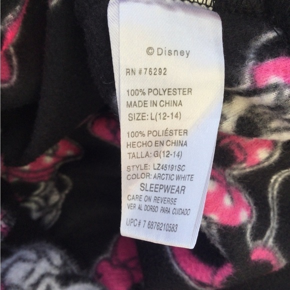 Disney Minnie Mouse misses L pajama set pj sleep ware 12 14 face bow pink fuzzy - Picture 12 of 12